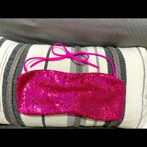 Victoria Secret Sequined Bandeau Top Hot Pink